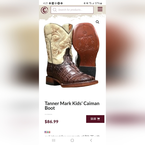 Tanner Mark Kids' Caiman Boot - Picture 11 of 14